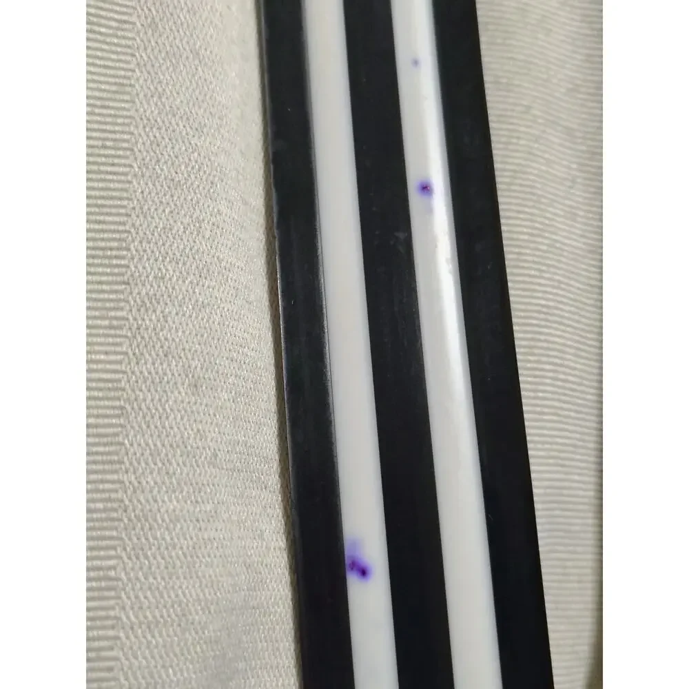 80s Mod Molded PVC Belt Black White Stripes Pull Through Buckle 38 - 40 Inches